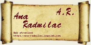 Ana Radmilac vizit kartica